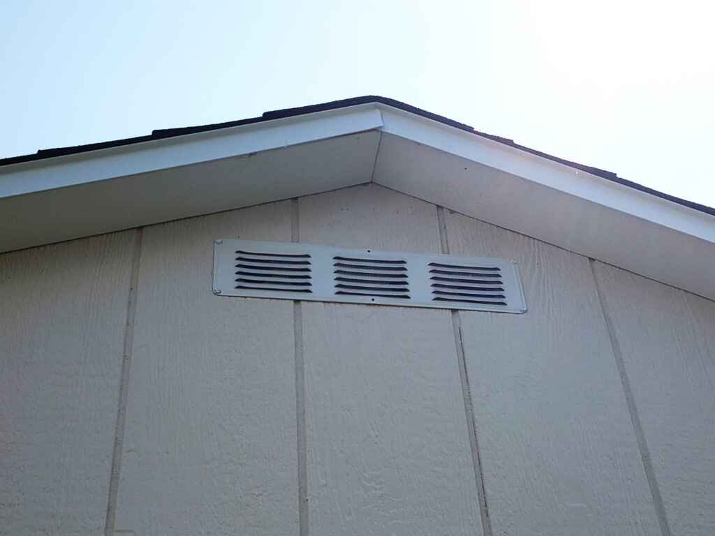 Custom designed shed with gable vents.